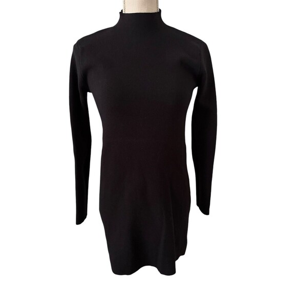 MNG Mango Black Mock‎ Neck Tight Knit Tunic Dress Size M - Picture 1 of 6
